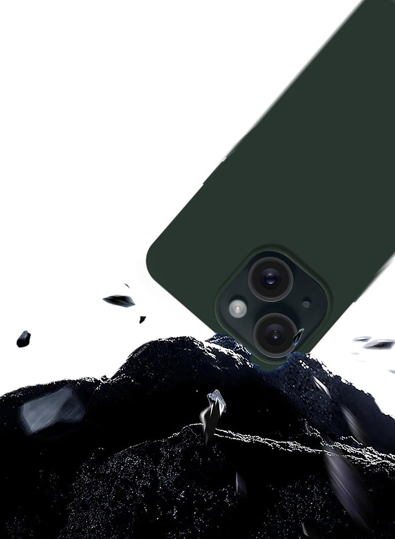 CATANES Silicone Case Cover for Apple iPhone 15 Plus, Slim Protective Cover with Microfiber Lining, Drop Protection - Dark Green - Image 4