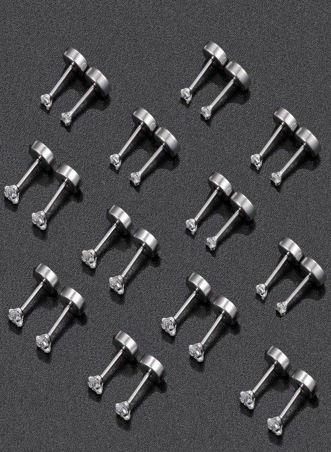 تورنيتو مجموعة أقراط تورنيتو الصغيرة المكونة من 12 زوجًا من الأقراط المرصعة بالزركونيا المكعبة المستديرة المصنوعة من الفولاذ المقاوم للصدأ، مناسبة للرجال والنساء، بأقراط ذات ظهر مسطح ملولب، مقاس 2-3 مم، وزن 20 جرام، مصنوعة من معدن الفولاذ المقاوم للصدأ، مرصعة بالزركونيا المكعبة. - Image 5