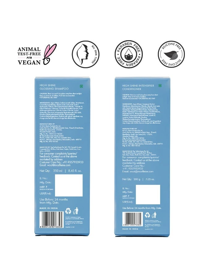 mCaffeine Glass Hair Wash Duo | Glossy Hair Shampoo + Shine Intensifier Conditioner | New Shine Complex | Smooth, Shiny Hair & 48Hr Frizz Control | Long Lasting Luxury Fragrance| 250ml + 200G - Image 4
