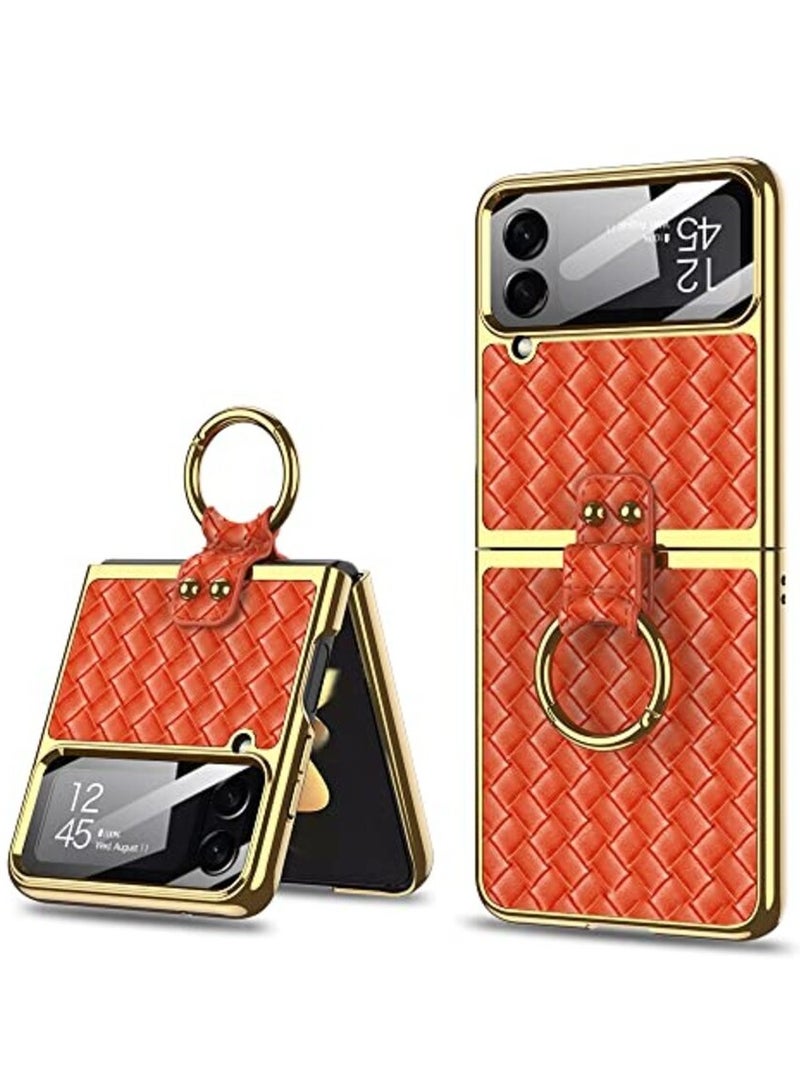 جولدن ماسك لهاتف سامسونج Z فليب 4 من القماش المنسوج بنمط عملي - (احمر)