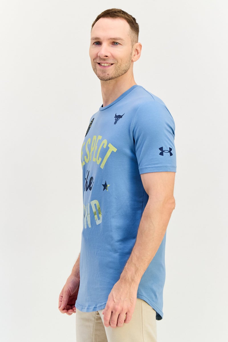 UNDER ARMOUR تي شيرت رجالي فضفاض بأكمام قصيرة للخارج، أزرق - Image 2