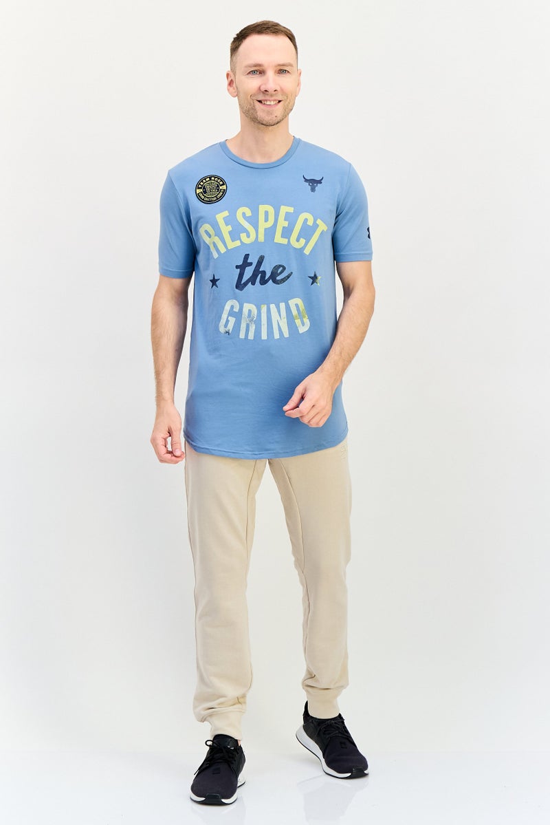 UNDER ARMOUR تي شيرت رجالي فضفاض بأكمام قصيرة للخارج، أزرق - Image 4