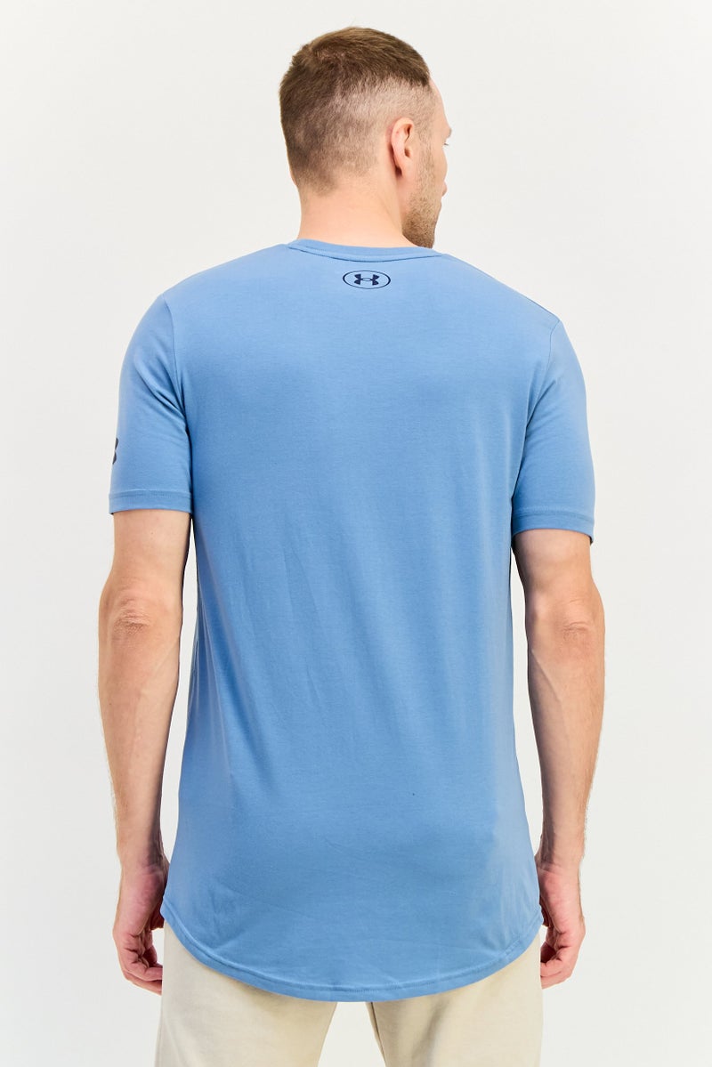 UNDER ARMOUR تي شيرت رجالي فضفاض بأكمام قصيرة للخارج، أزرق - Image 3