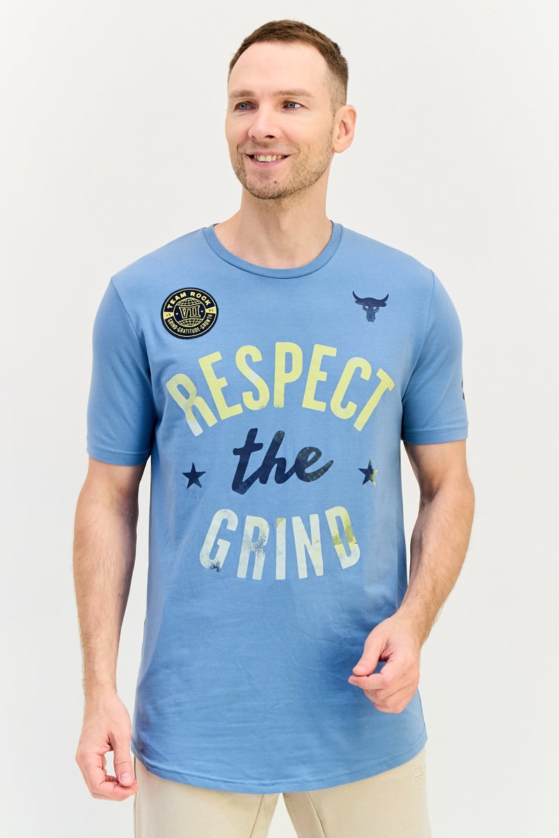 UNDER ARMOUR تي شيرت رجالي فضفاض بأكمام قصيرة للخارج، أزرق - Image 1