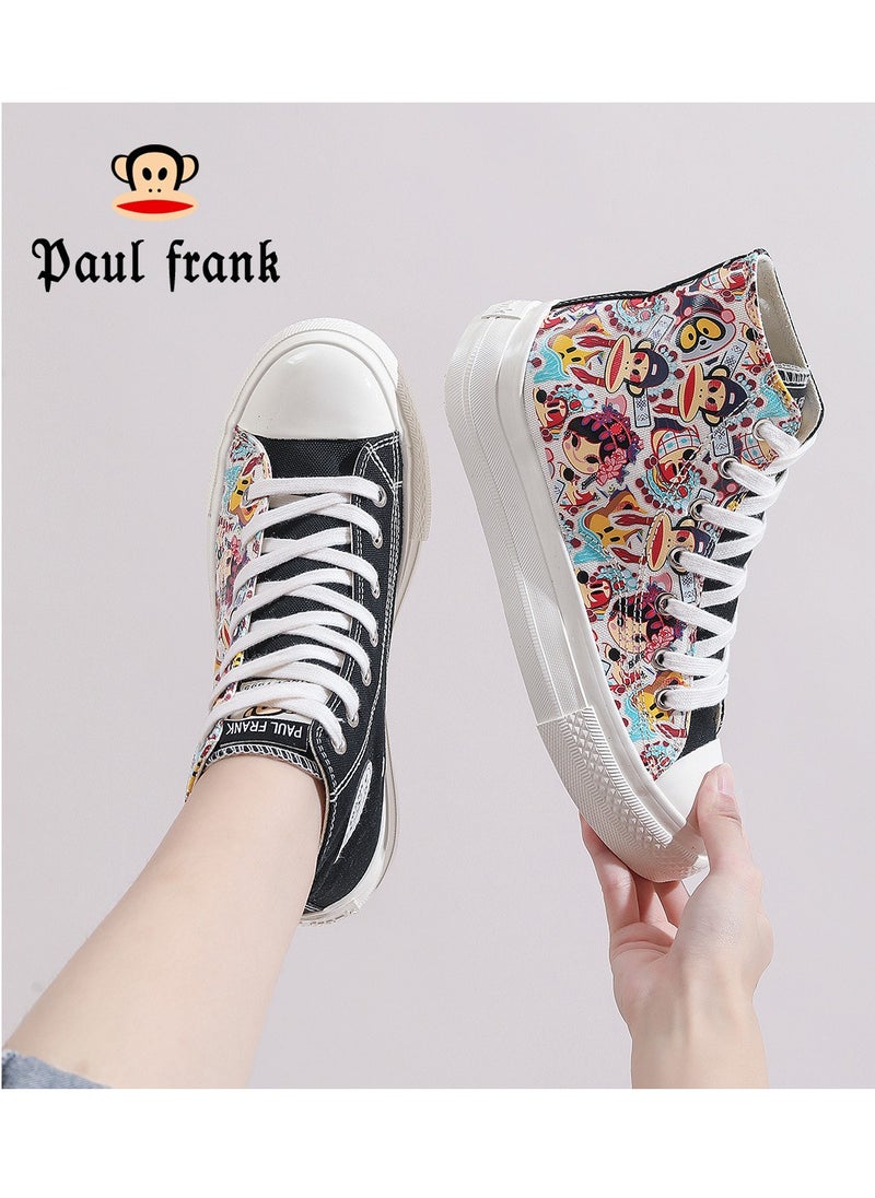 Paul Frank - High Top Canvas Versatile Graffiti Board Shoes For Female Students - Image 1