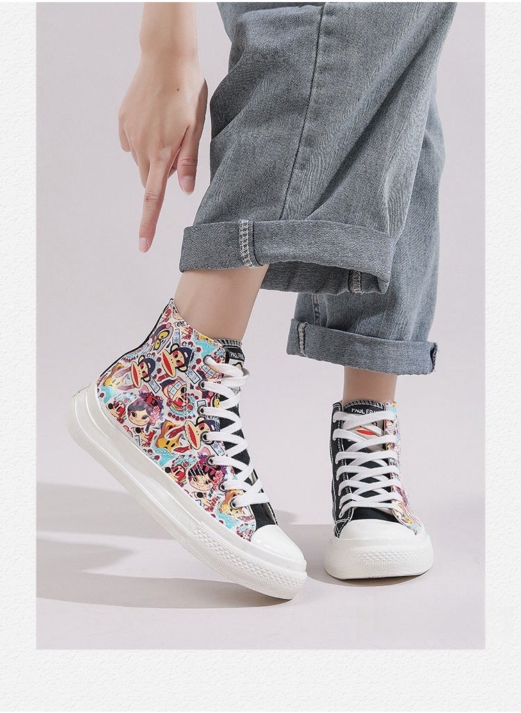 Paul Frank - High Top Canvas Versatile Graffiti Board Shoes For Female Students - Image 1