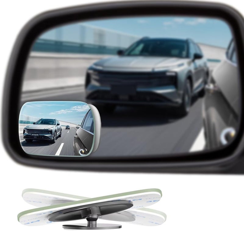 BFXM 2pcs Rectangle Blind Spot Mirror for Car, Car Blind Spot Frameless Convex HD Glass BlindSpot Mirrors Side Mirror, Rear View Mirror with Wide Angle Adjustable Stick for Cars - Image 1