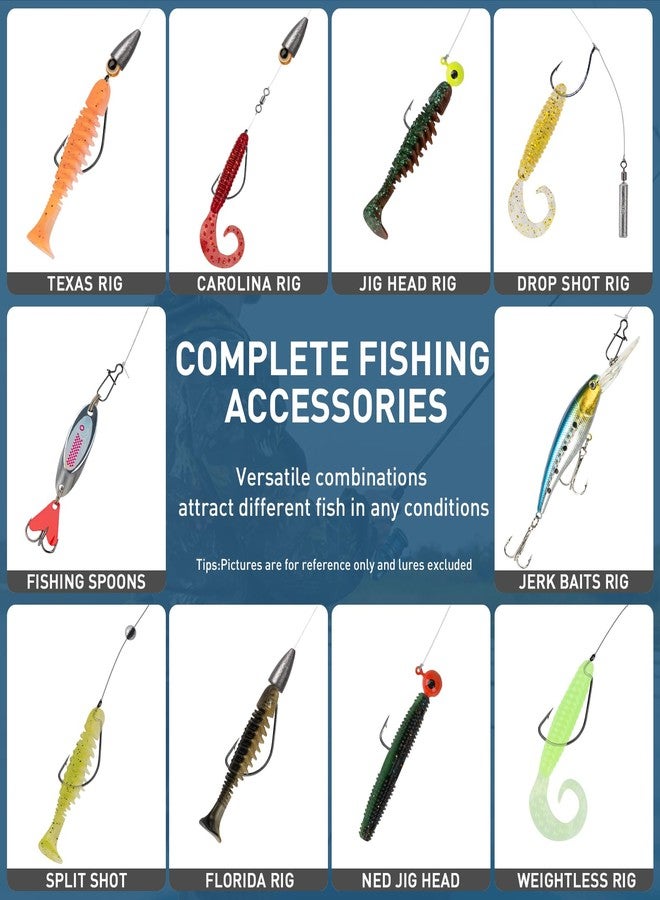 THKFISH طقم طُعم صيد THKFISH، صندوق أدوات صيد مكون من 153 قطعة، يشمل طُعمًا صناعيًا، وطُعمًا دوارًا، وملعقة، وأوزانًا، وخطافات، وغيرها من الملحقات لصيد سمك القاروص وسمك السلمون المرقط في المياه العذبة والمالحة. هدية مثالية للرجال. - Image 3