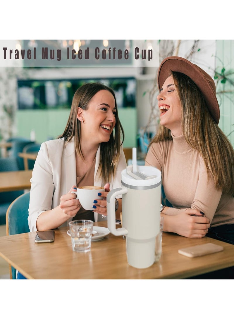 RIYAD GADGETS 1200ml Tumbler Leak-Proof Coffee Mug with Handle, Straw, and Stanley Cup-like Design Dune - Image 3