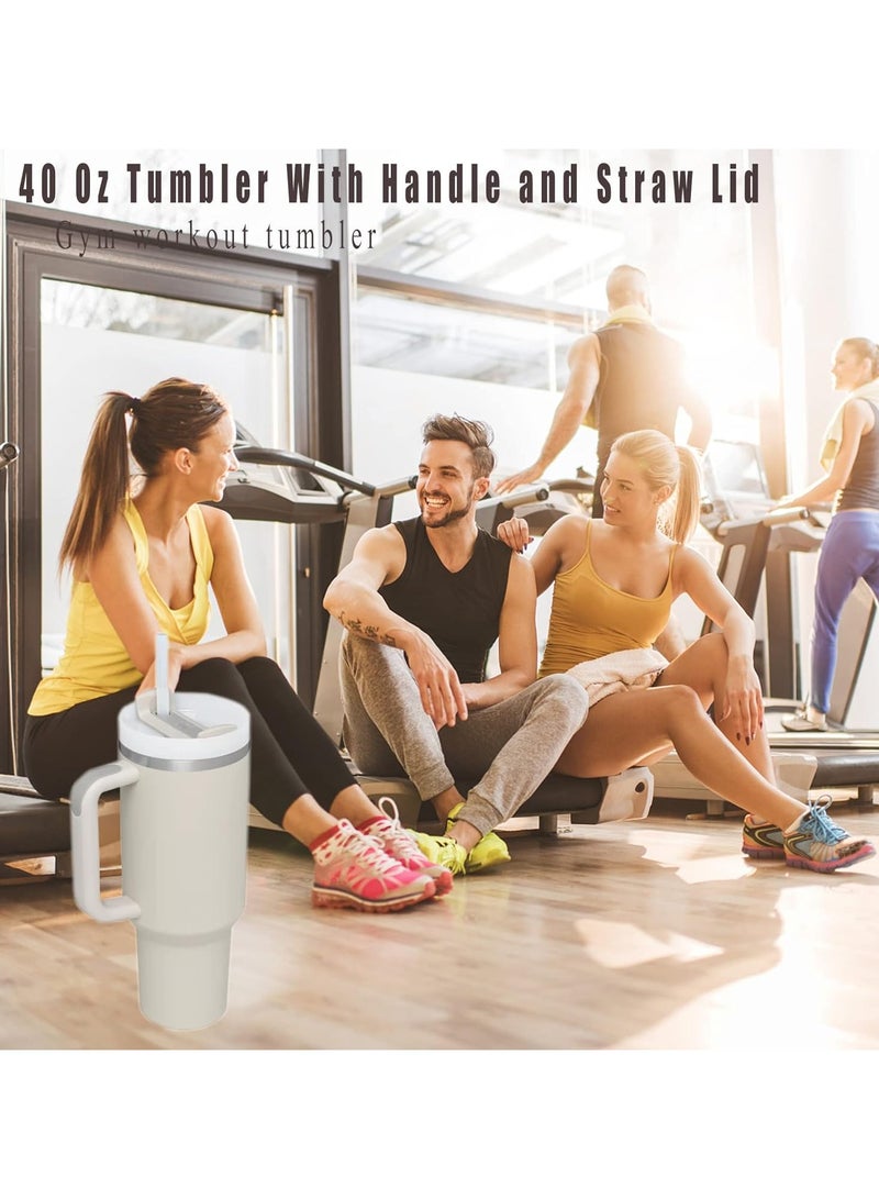RIYAD GADGETS 1200ml Tumbler Leak-Proof Coffee Mug with Handle, Straw, and Stanley Cup-like Design Dune - Image 4