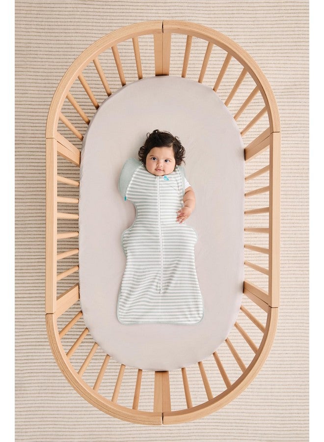 Love to Dream Transition Bag 0.2T Stretch Cotton Medium Large (8.5-11kg) Stage 2, Soft & Breathable, Lightweight for Comfortable Sleep, Ideal for Newborns, Stripe Print, Olive - Image 2