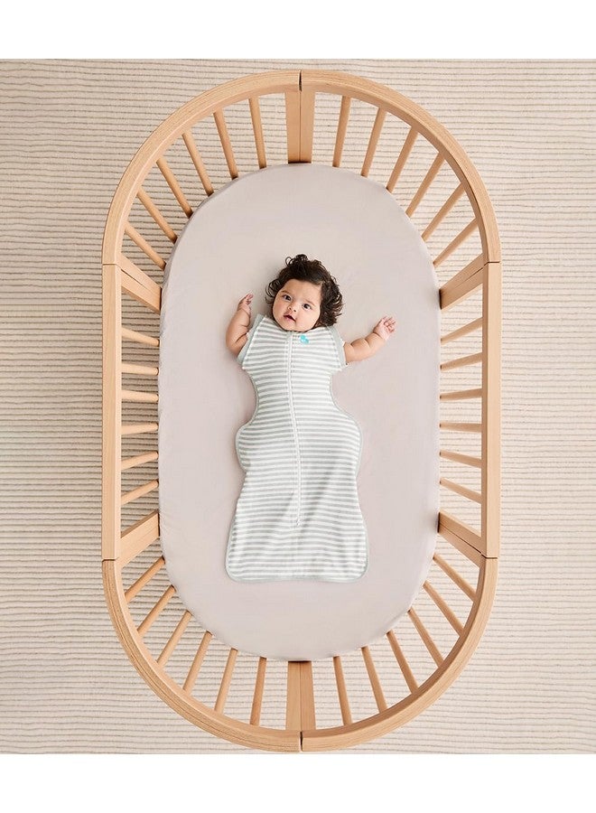 Love to Dream Transition Bag 0.2T Stretch Cotton Medium Large (8.5-11kg) Stage 2, Soft & Breathable, Lightweight for Comfortable Sleep, Ideal for Newborns, Stripe Print, Olive - Image 3