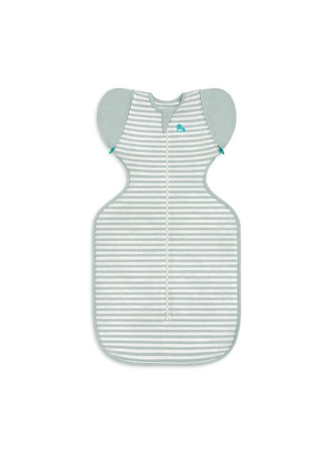 Love to Dream Transition Bag 0.2T Stretch Cotton Medium Large (8.5-11kg) Stage 2, Soft & Breathable, Lightweight for Comfortable Sleep, Ideal for Newborns, Stripe Print, Olive - Image 1