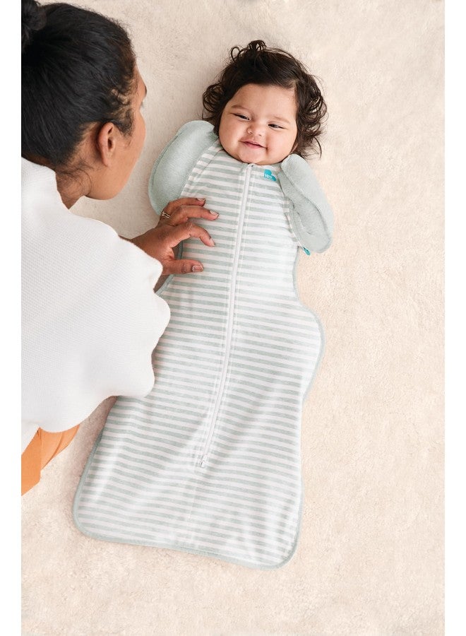 Love to Dream Transition Bag 0.2T Stretch Cotton Medium Large (8.5-11kg) Stage 2, Soft & Breathable, Lightweight for Comfortable Sleep, Ideal for Newborns, Stripe Print, Olive - Image 4