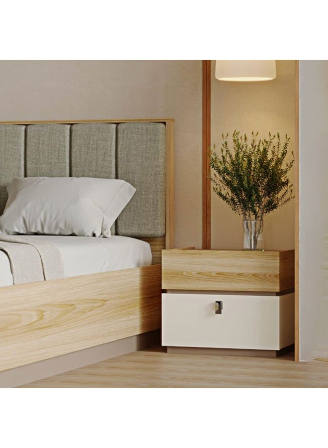 DANUBE HOME طاولة جانبية ليلية سكرامنتو ذات درجين - بيج / بلوط - Image 2