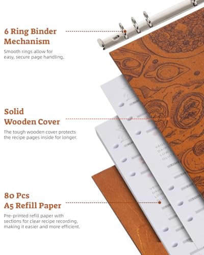 ikedas Woodcover Blank Recipe Book to Write in Your Own Recipes, Recipe Binder for Handwritten Recipes, Thoughtful Blank Recipe Book, Recipe Journal Gift, Cook Books Blank, Recipe Holders, Pizza Version - Image 3