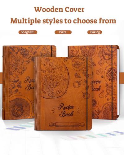 ikedas Woodcover Blank Recipe Book to Write in Your Own Recipes, Recipe Binder for Handwritten Recipes, Thoughtful Blank Recipe Book, Recipe Journal Gift, Cook Books Blank, Recipe Holders, Pizza Version - Image 4
