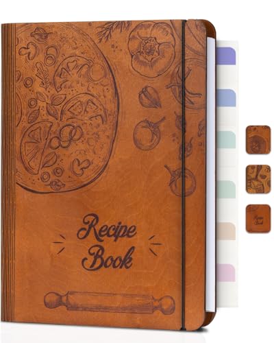 ikedas Woodcover Blank Recipe Book to Write in Your Own Recipes, Recipe Binder for Handwritten Recipes, Thoughtful Blank Recipe Book, Recipe Journal Gift, Cook Books Blank, Recipe Holders, Pizza Version - Image 1