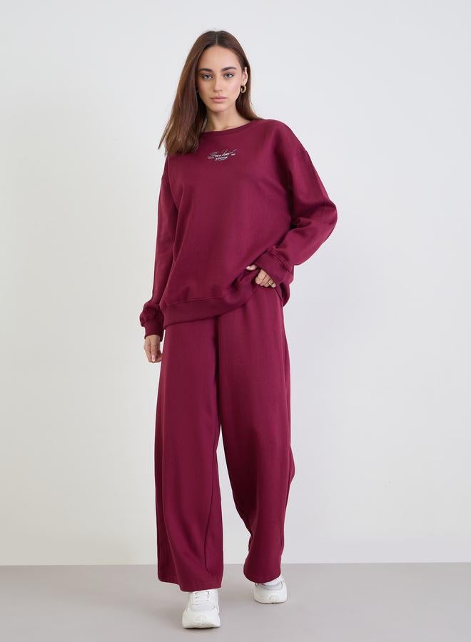Styli Burgundy Longline Sweatshirt and Joggers Co-Ords - Image 3