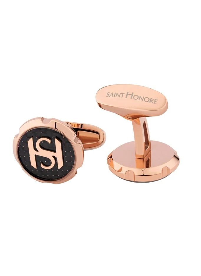 Saint Honore Paris Rose Gold and Black Cufflink for Men's