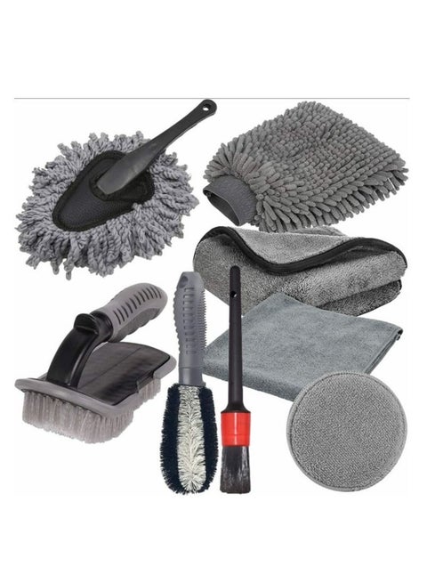 9Pcs Car Wash Cleaning Kit, Wheel Brush for Car Alloy Wheel Tyre Brush Cleaning, Automotive Detail Brushes Rim Cleaner ,Car Detailing Brush Kit for Car Interior & Exterior,Wheels Engine Cleaning (9)