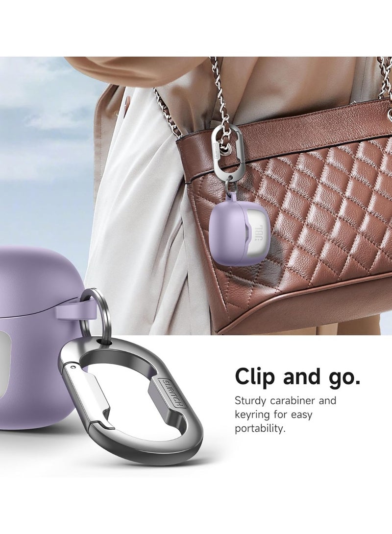 Case for JBL Tune Flex 2 / JBL Tune Flex Earbuds, Shockproof Magnetic Headphone Cover, Rugged Bumper Case with Carabiner & Cleaning Kit & Removal Tool, Purple - Image 5