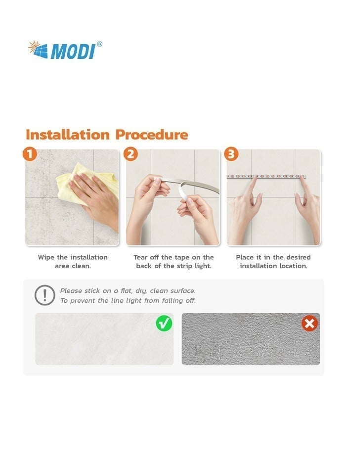 MODI 3M USB LED Strip Light, 3000K Warm White, 60 LEDs/M, Self-Adhesive Cuttable Light Strip with 1M Cable, On/Off Switch for TV, Bedroom, Kitchen, Christmas & Party Decor - Image 5