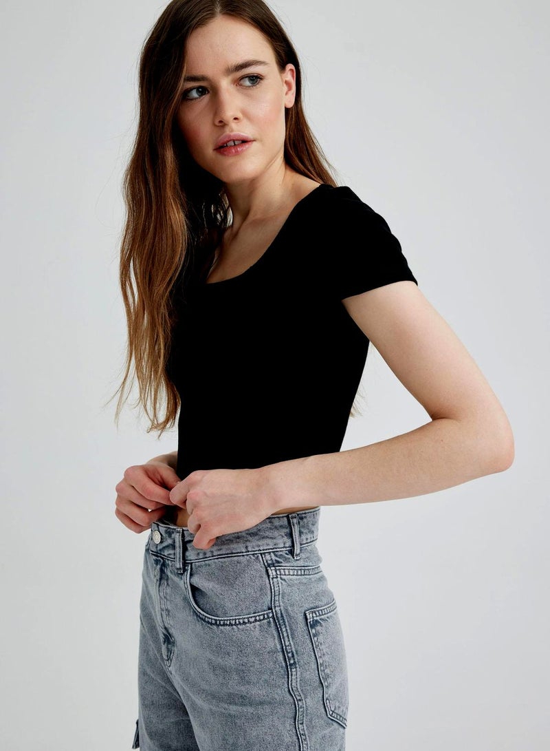 DeFacto Ruched Detail T-Shirt - Image 1