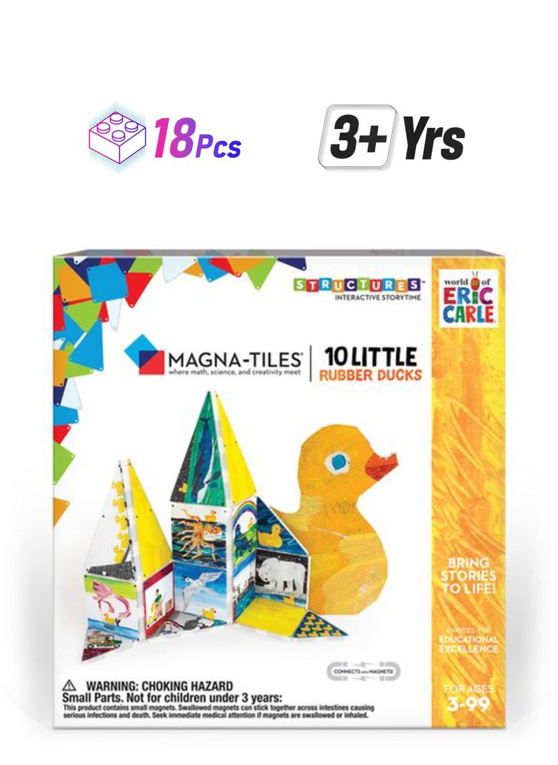 MAGNA-TILES 10 Little Rubber Ducks 18 Pieces| Magna-tiles By Eric Crale, Connect With Magnets, Kids Building Toys, For Ages 3+  - Image 1