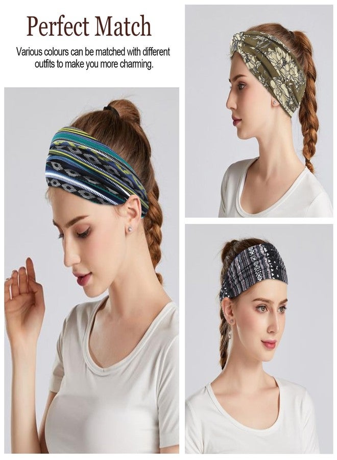 YARIEW Wide Headbands for Women Boho Headbands Stretch Elastic Knotted Headband Non-slip Head Bands Women's Hair Band Yoga Workout Head Wraps Hair Accessories for Women Girls 6 Pack - Image 3