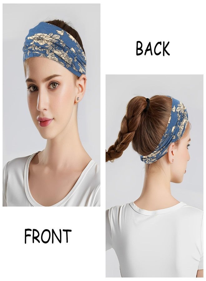 YARIEW Wide Headbands for Women Boho Headbands Stretch Elastic Knotted Headband Non-slip Head Bands Women's Hair Band Yoga Workout Head Wraps Hair Accessories for Women Girls 6 Pack - Image 5