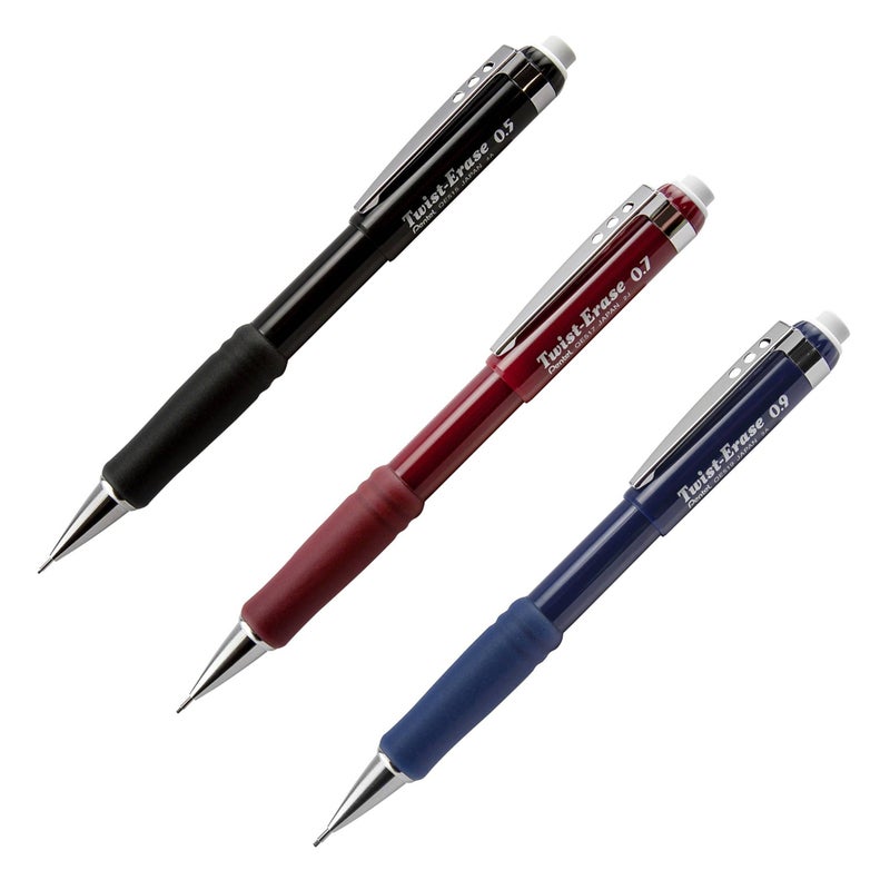 Pentel Twist-Erase Automatic Mechanical Pencils - Assorted Sizes and Barrels: QE515A, QE517B, QE519C, 1 for each - Image 5