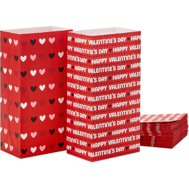 Hallmark Valentine's Day Paper Treat Sacks (30 Bags: Happy Valentine's Day, Hearts) for Classroom Parties, Valentines, Kids, Coworkers - Image 1