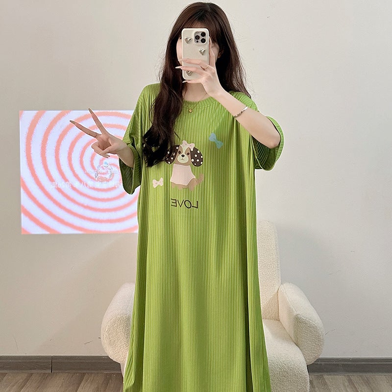 فستان نوم نسائي كبير الحجم بنقشة حيوانات - Image 4