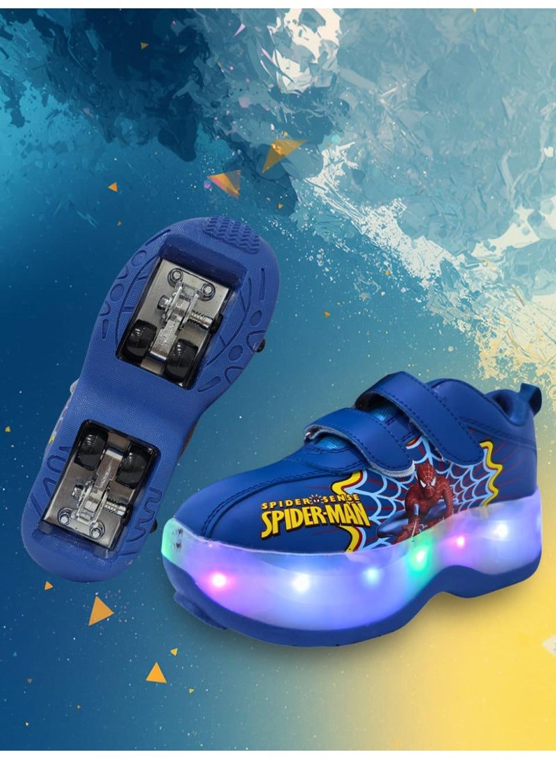 SPIDERMAN Roller Skates Shoes 4 Wheels for Kids New Upgraded Roller Shoes LED Light Up Flashing Sneaker Roller Skate Shoes for Boys Girls Beginner More Balanced - Image 4