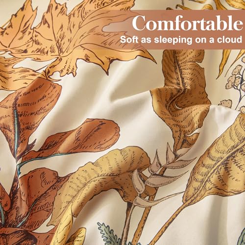keensoft King Comforter Set - 3 Pieces Botanical Bedding Comforter Set, 1 Soft Orange Fall Plant Flowers Comforter (104"x90") and 2 Pillow Shams(20"x36") Ultra-Soft Comfort Suitable for All Seasons - Image 5