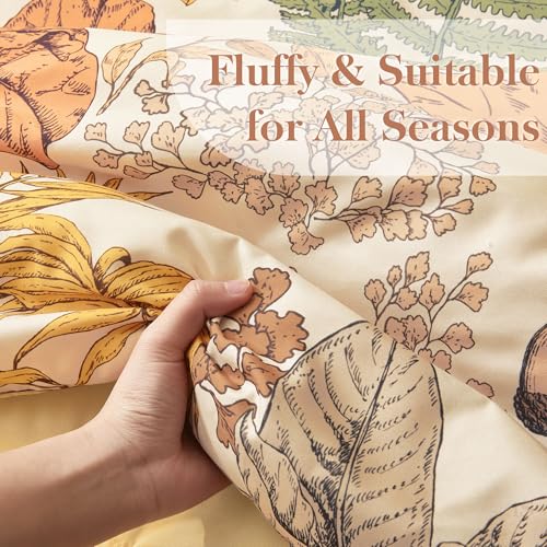 keensoft King Comforter Set - 3 Pieces Botanical Bedding Comforter Set, 1 Soft Orange Fall Plant Flowers Comforter (104"x90") and 2 Pillow Shams(20"x36") Ultra-Soft Comfort Suitable for All Seasons - Image 4