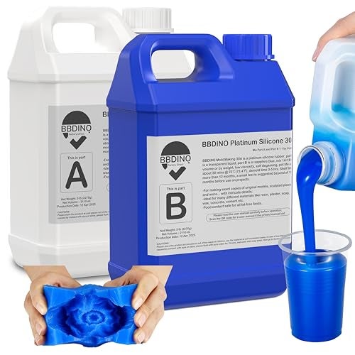 BBDINO Silicone Mold Making Kit 30A, Mold-Making Silicon Rubber 1 Gallon/10 Lbs/160 Oz Liquid Silicon for Molds Making, 1:1 by Volume, Ideal for Silicone, Resins, Soap, Concrete, Wax Molding - Image 1