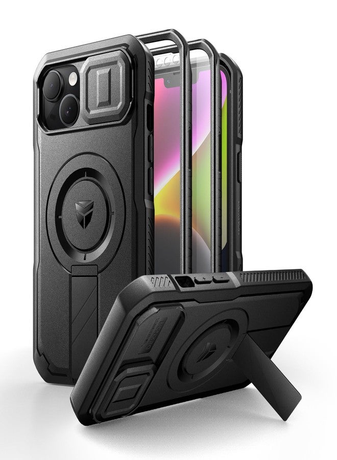 Dexnor for iPhone 13/iPhone 14 Case with Slide Camera Cover & Adjustable Kickstand & Built-in Screen Protector, Magnetic Rugged Shockproof Bumper Cases Heavy-duty Magnetic Protective Cover,Black - Image 1