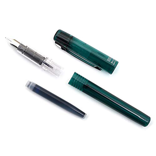 PLATINUM Prefounte Fountain Ink Pen with SS Fine Nib, Translucent Dark Emerald Green Barrel, Cap, Blue-Black Ink Cartridge Included, Slip & Seal Cap Design, Ideal For Adults Daily Use Beginners - Image 5
