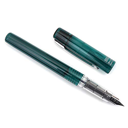 PLATINUM Prefounte Fountain Ink Pen with SS Fine Nib, Translucent Dark Emerald Green Barrel, Cap, Blue-Black Ink Cartridge Included, Slip & Seal Cap Design, Ideal For Adults Daily Use Beginners - Image 1