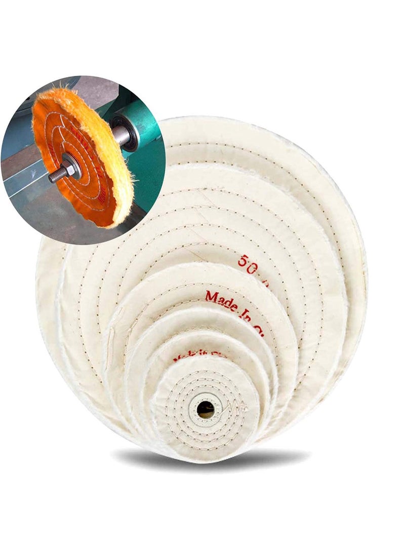 DIY Crafts DIY Crafts 6 inch Off White Spiral Stitched Cotton Buffing Wheel Polishing Wheel Layers Cotton Lint Cloth Buffing Wheel Gold Silver Jewelry Mirror Polishing Whe 6 inch Off White  - Image 1