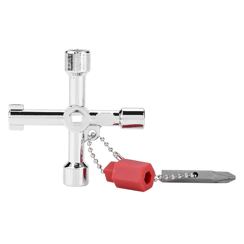 4 Way Multi functional Universal Cross Key with Bit Zinc Alloy Plumbers Electricians Tools - Image 1