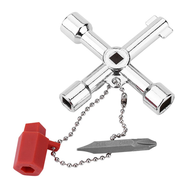 4 Way Multi functional Universal Cross Key with Bit Zinc Alloy Plumbers Electricians Tools - Image 2