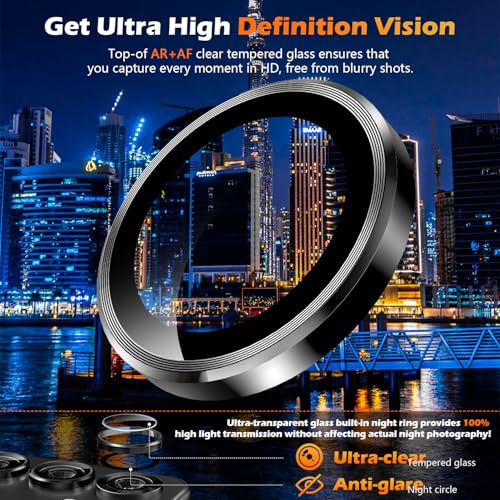 imluckies for 6.2" Samsung Galaxy S25 Camera Lens Protector, AR+AF Tempered Glass & 9H Anti-Scratch Metal Individual Lens Cover, HD Clear Camera Protection [Not for S25+], Black - Image 4