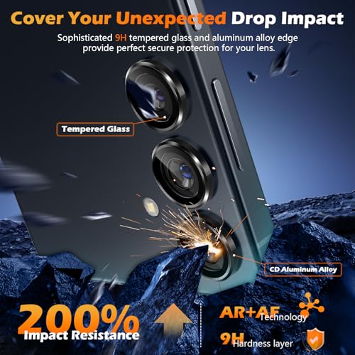 imluckies for 6.2" Samsung Galaxy S25 Camera Lens Protector, AR+AF Tempered Glass & 9H Anti-Scratch Metal Individual Lens Cover, HD Clear Camera Protection [Not for S25+], Black - Image 2