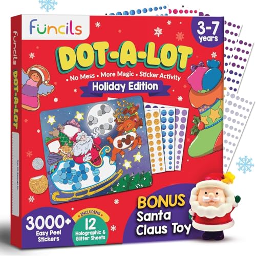 Funcils Christmas Special - Dot Stickers for Toddlers, Holiday Theme Dot Art Activity for Kids, DIY Craft Kit, Stocking Stuffers, Christmas Gifts for Boys & Girls Ages 3, 4, 5, 6, 7 Year Old - Image 1