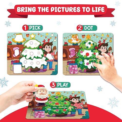 Funcils Christmas Special - Dot Stickers for Toddlers, Holiday Theme Dot Art Activity for Kids, DIY Craft Kit, Stocking Stuffers, Christmas Gifts for Boys & Girls Ages 3, 4, 5, 6, 7 Year Old - Image 3
