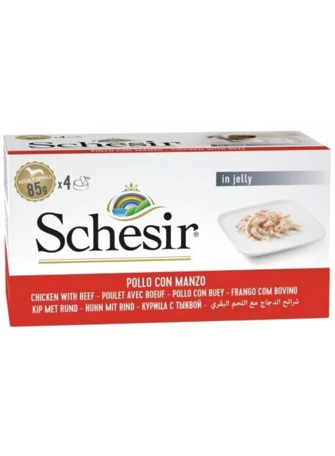 Schesir Chicken with beef in jelly - wet dog food 85x4 - Image 1