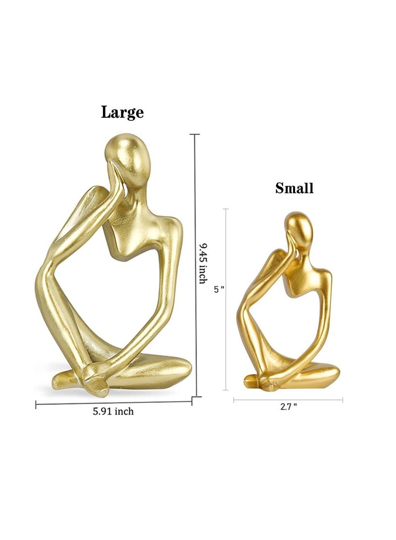 Excefore Black Resin Thinker Style Abstract Sculpture Statue Collectible Figurines Home Office Bookshelf Desktop Decor (Gold-Left) - Image 5